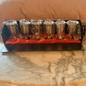 Sterling Silver Towle Cordial Shot Glass Set with Red Lining Box 1970s